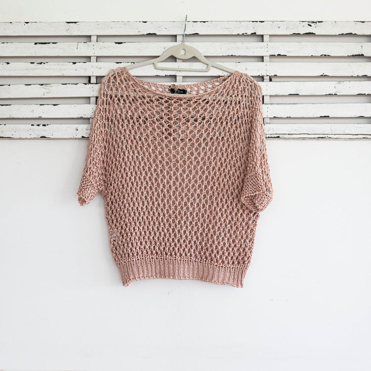 Pink crotchet short sleeve top