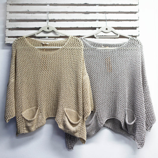 Lurex crotchet knit with pockets